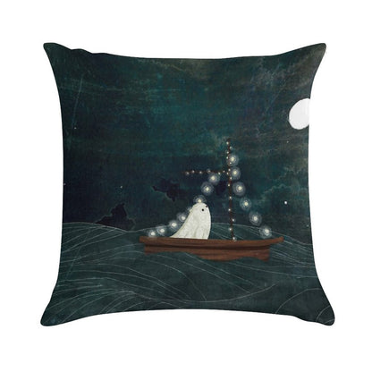 Ghost Boat Ride Soft Luxury Feel Throw Pillow