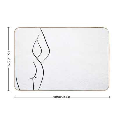 Woman Body Silhouette Line Drawing - Hello Helena  Fade-Resistant Bath Mat