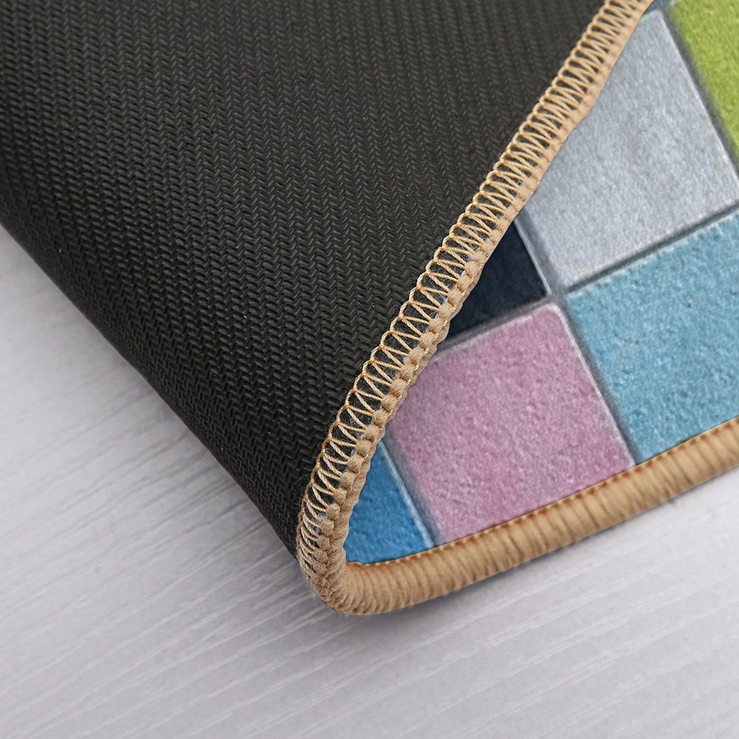 Colourful Tiles on Wall  Long-Lasting Bath Mat