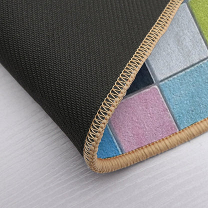 Colourful Tiles on Wall  Long-Lasting Bath Mat