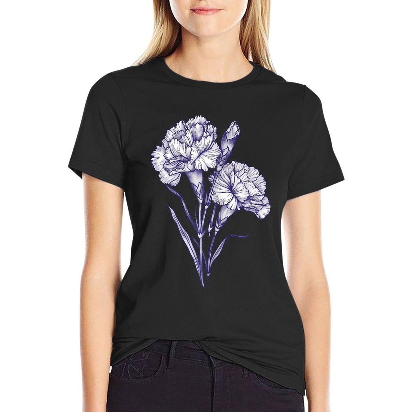Carnation Flower January Birth Flower Floral Birthday  Graphic-printed T-Shirt