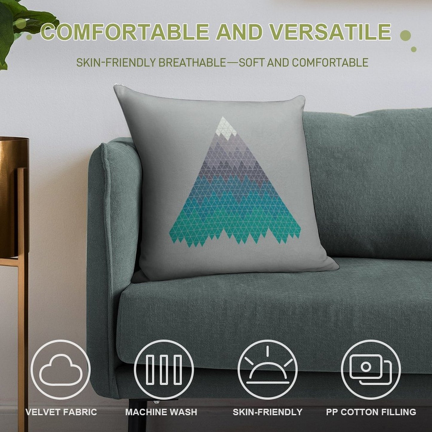 Many Mountains Soft Hidden Zipper Throw Pillow