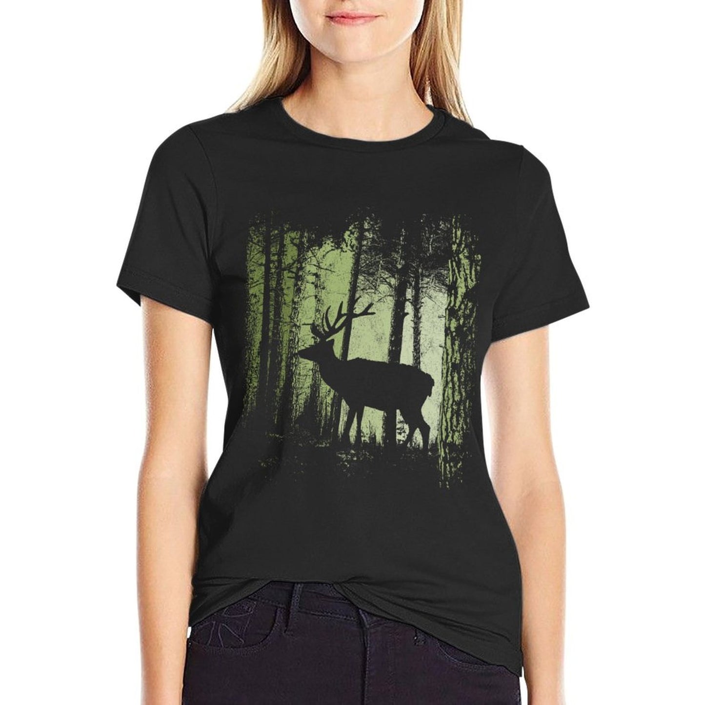 Twilight Forest Wildlife Deer Stag Silhouette  Vintage-inspired T-Shirt