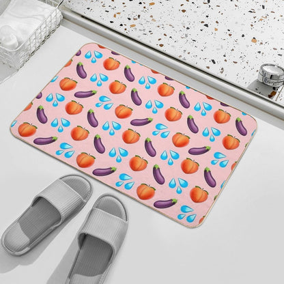 Peach And Eggplant Emoji  Eco-Friendly Bath Mat