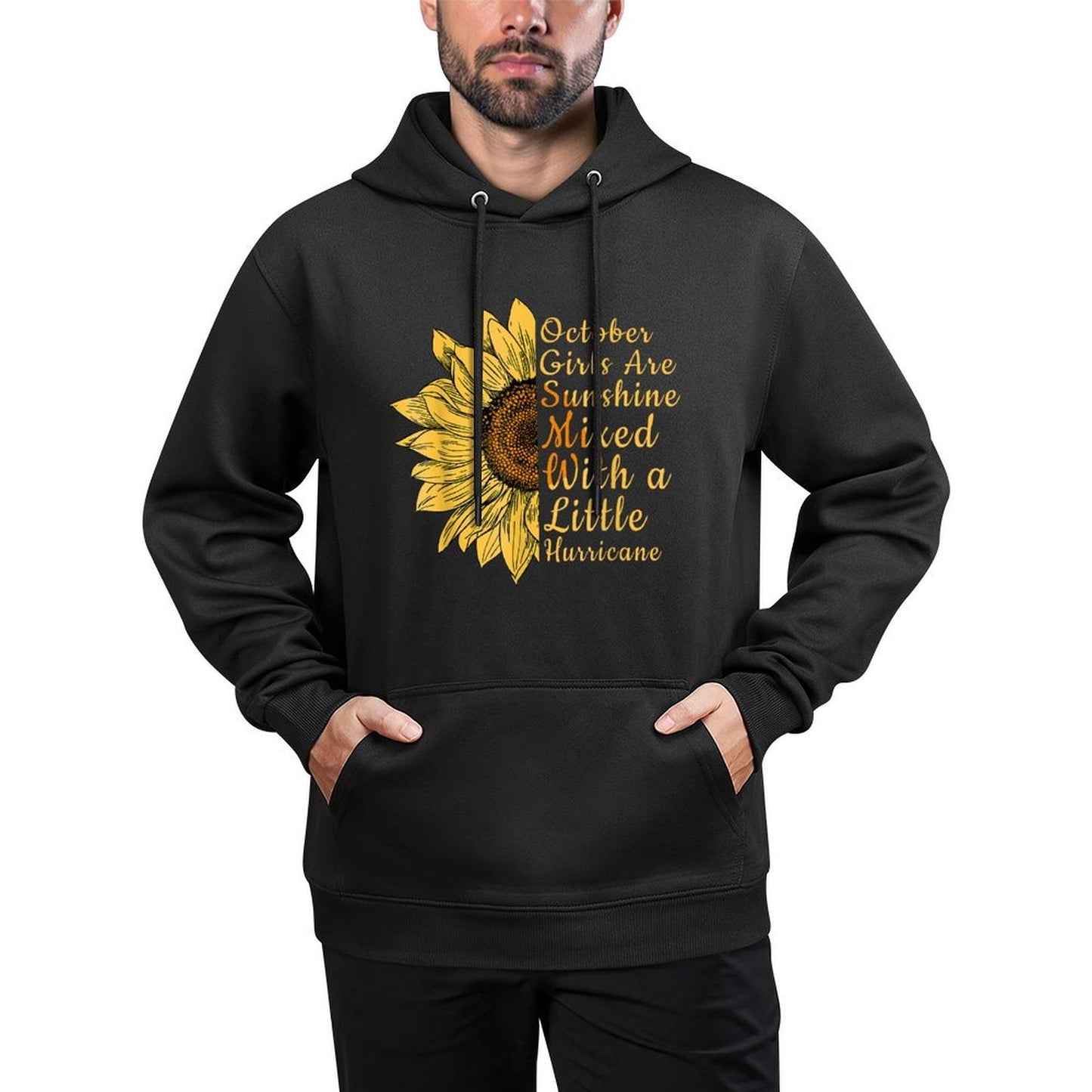 Sunflower Born In October Birthday Gift For Women Adjustable Hood Hoodie