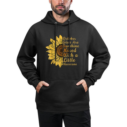 Sunflower Born In October Birthday Gift For Women Adjustable Hood Hoodie