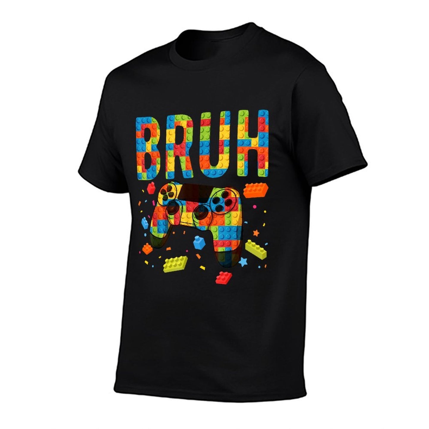 Building Blocks Bruh Gamer Brick Builder Boy  Fade-proof Color T-Shirt