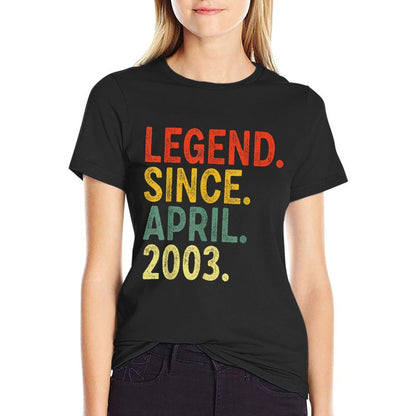 20 Year Old Legend Since April 2003 20th Birthday  Rolled Sleeves T-Shirt