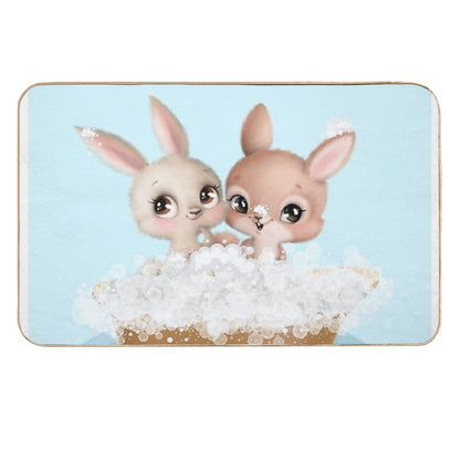 Cute Baby Bunnies in A Bathtub, Boys Bathroom Print, Baby Animals in Tub, Whimsy Animal, Kids Bathroom Art  Toxin-Free Bath Mat