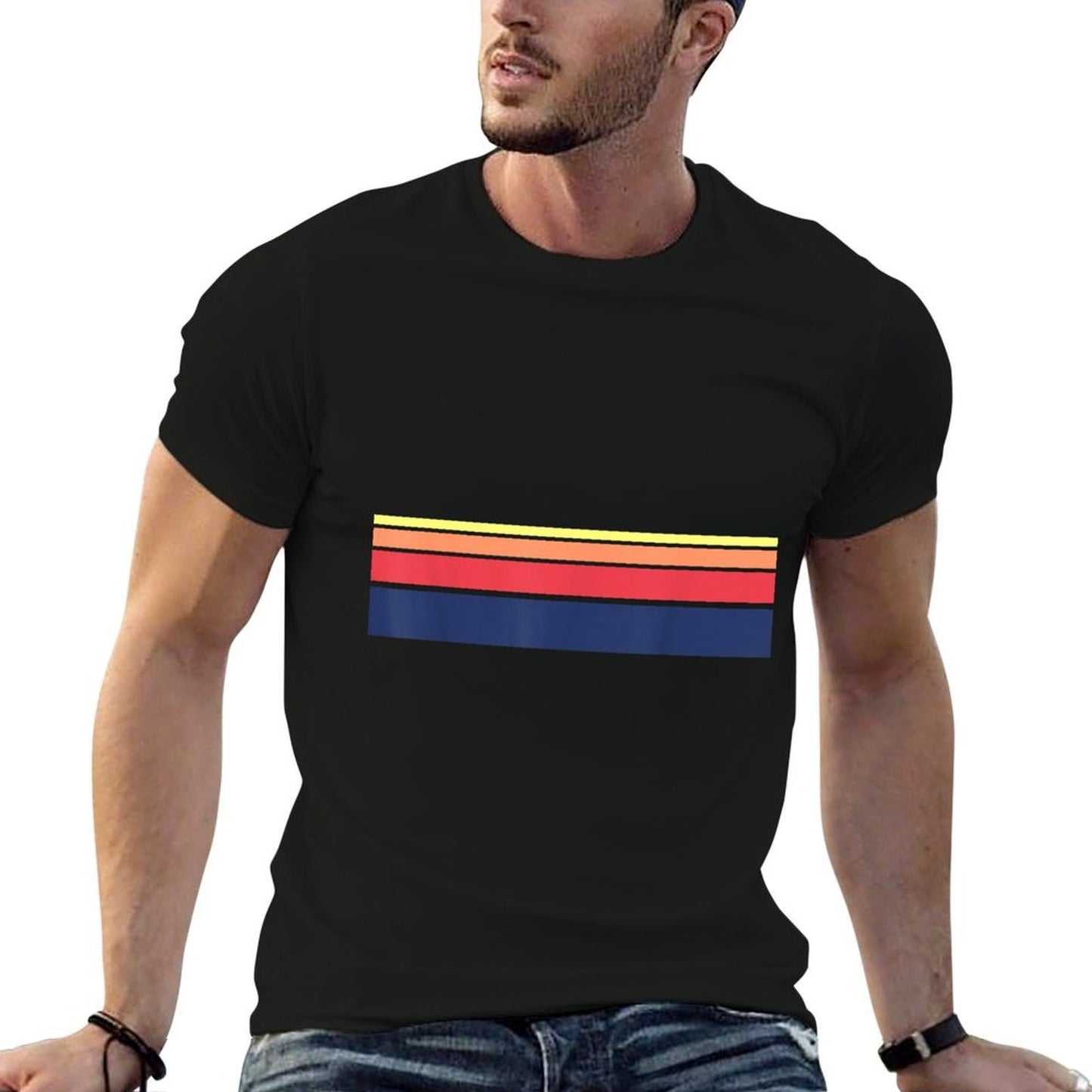 Retro Sunset Color Stripe Pattern T  Quick-drying T-Shirt