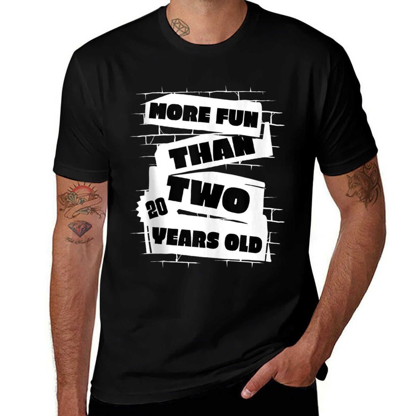More Fun Than Two Twenty Year Olds 40th Birthday  Rolled Sleeves T-Shirt