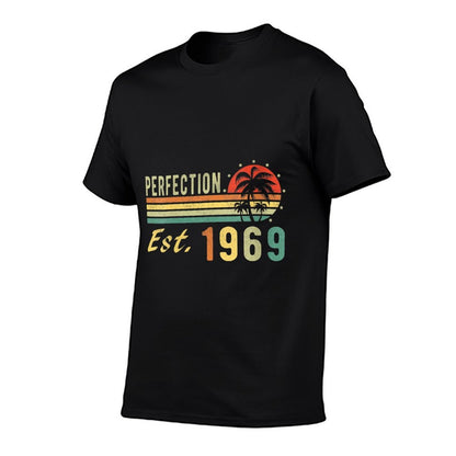 Womens Born In 1969, Perfection Est. 1969 Distressed Retro Birthday  Graphic-printed T-Shirt