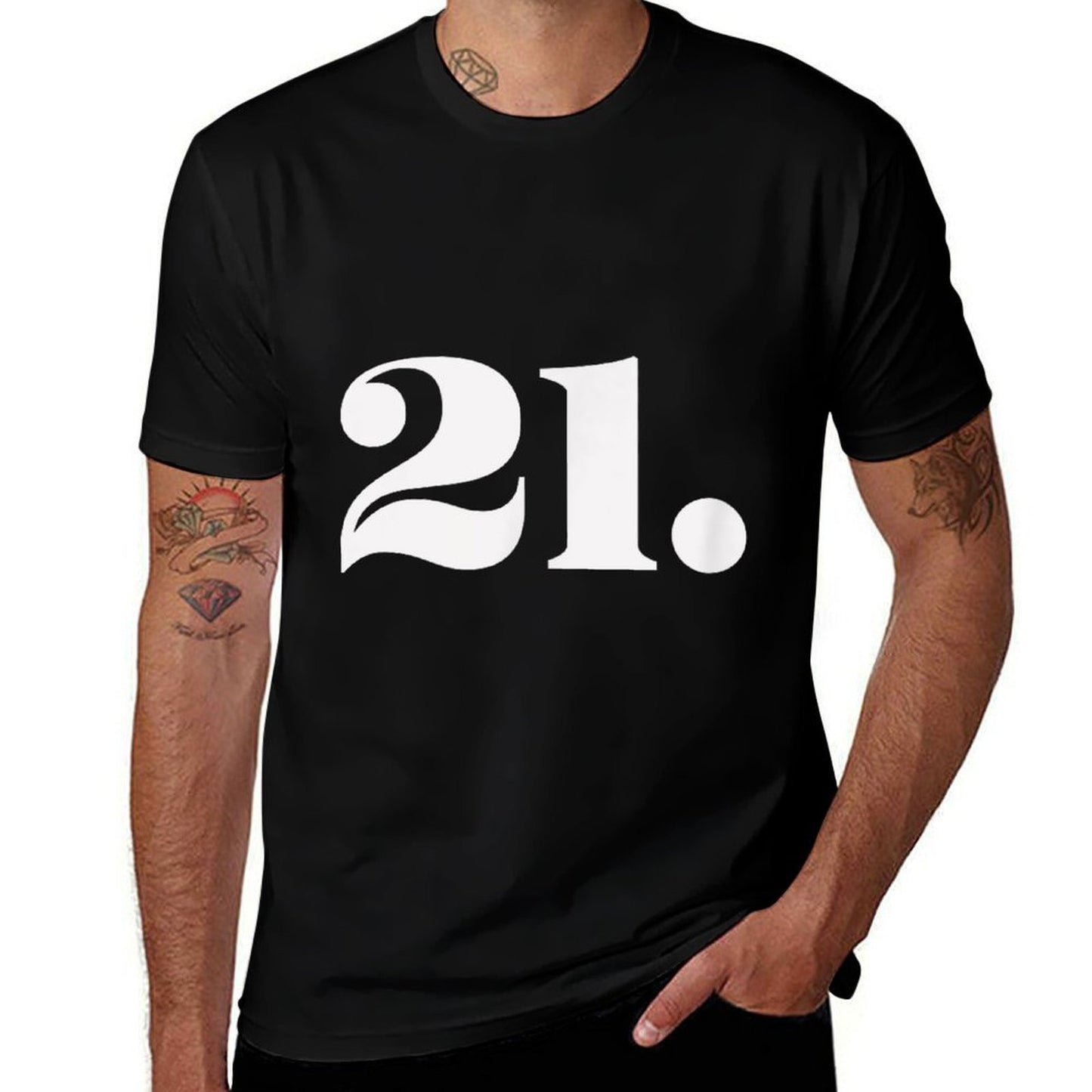 21st Birthday - 21 Year Old - Number 21  Rolled Sleeves T-Shirt