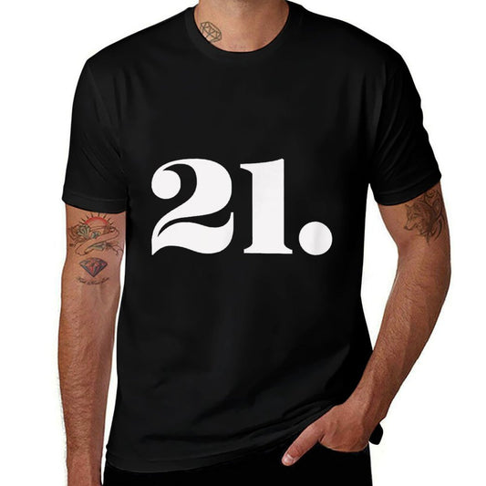 21st Birthday - 21 Year Old - Number 21  Rolled Sleeves T-Shirt