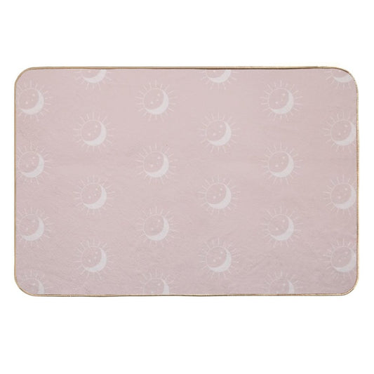 Pretty Sun And Moon Pattern Soft Aesthetic In Muted Colors Pale Pink  Multi-Purpose Bath Mat