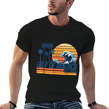 Gulf Of USA America Est 2025 Retro Vintage Gulf Of Mexico Trendy Pattern T-Shirt