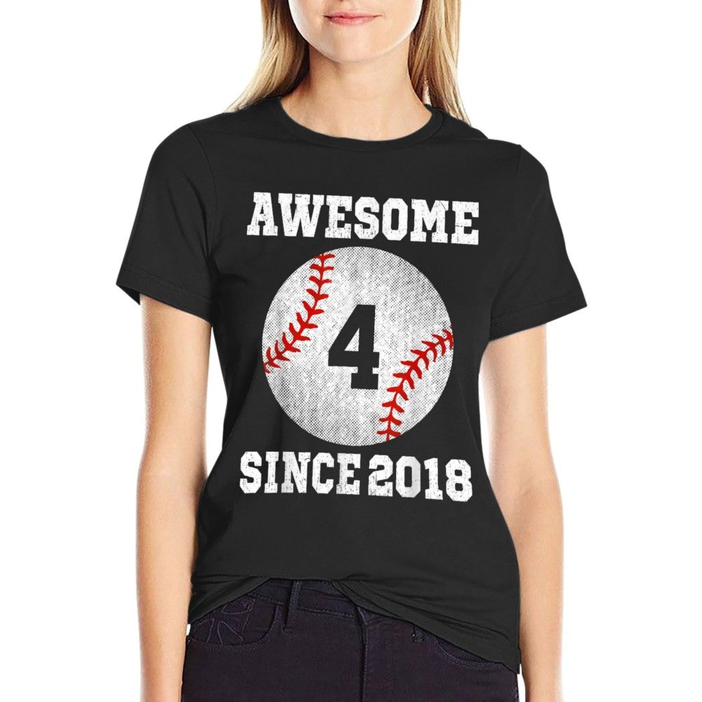 4th Birthday Baseball Player 4 Years Old Vintage Retro  Odor-resistant T-Shirt