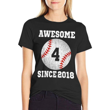 4th Birthday Baseball Player 4 Years Old Vintage Retro  Odor-resistant T-Shirt