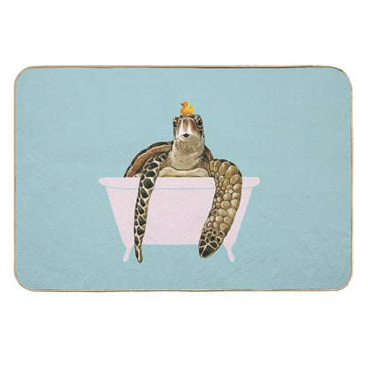 Sea Turtle in Bathtub  Eco-Friendly Bath Mat