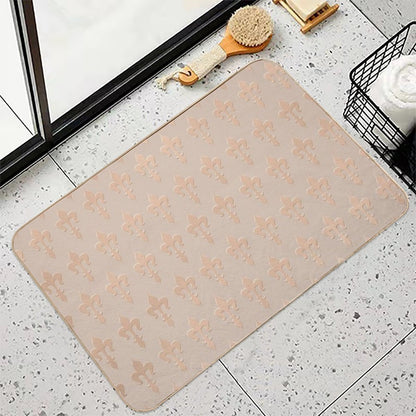 Rose Gold French Royal Lily Pattern  Non-Slip Bath Mat