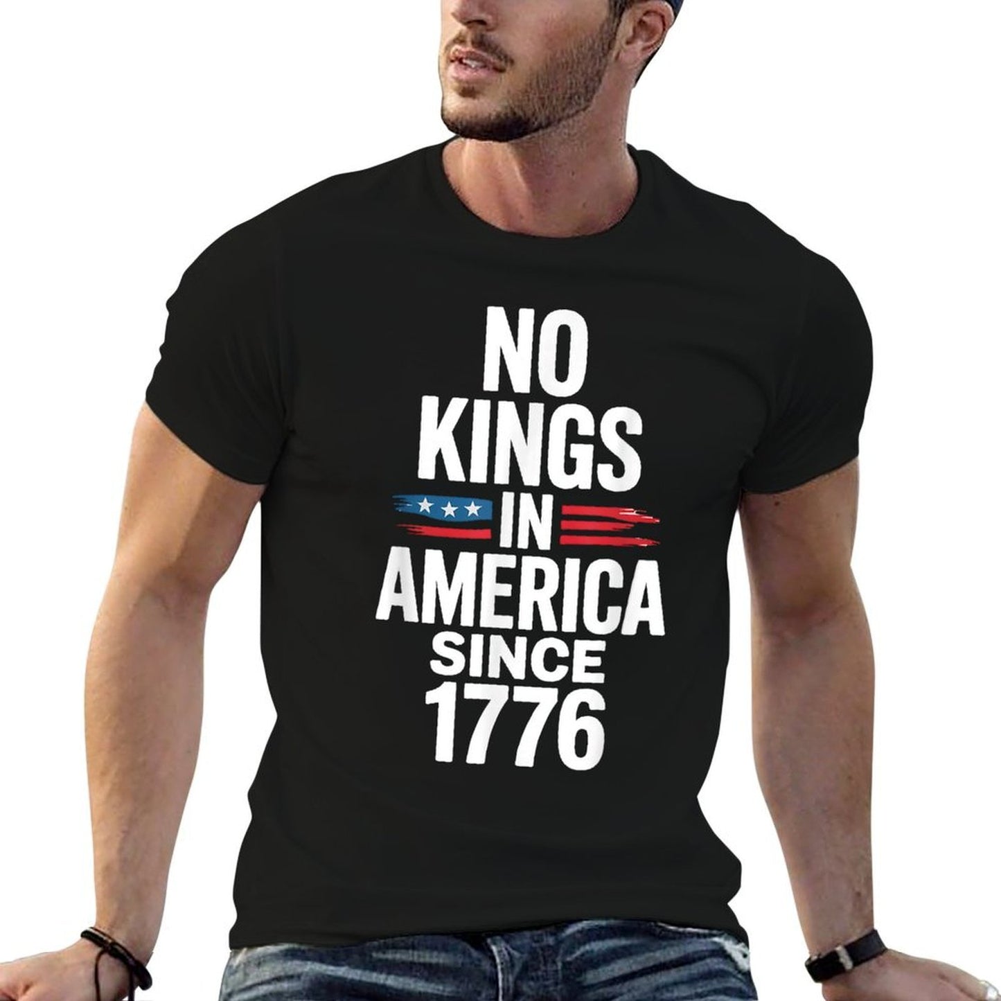 No Kings In America Since 1776  Heathered Texture T-Shirt