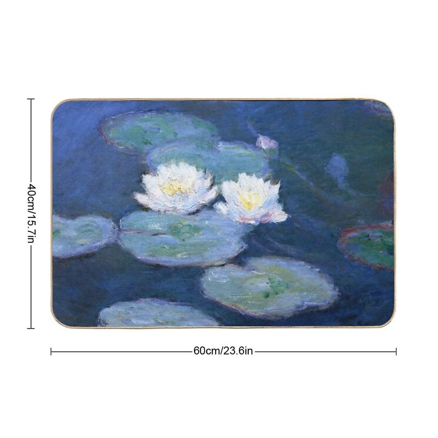 Two Water Lilies Monet Fine Art  Repositionable Bath Mat
