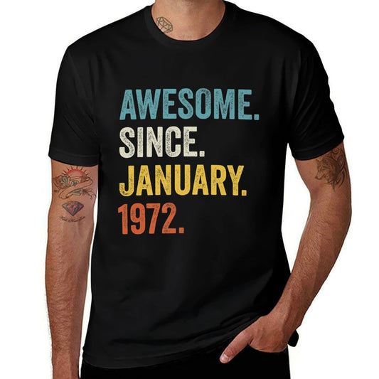 Awesome Since January 1972 50th Birthday Premium  Summer-ready Fabric T-Shirt