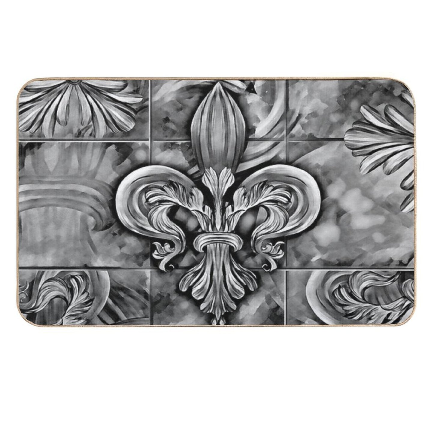 Vintage Fleur-de-lis Ornament  Dirt-Trapping Bath Mat