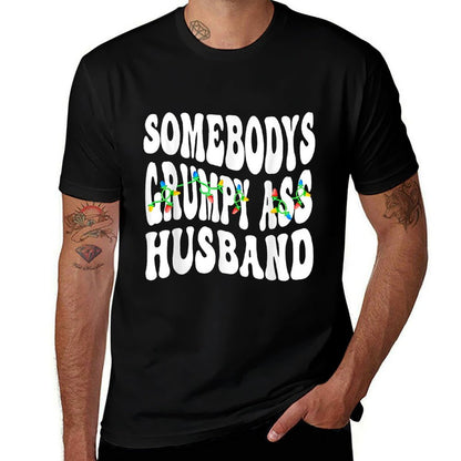Somebodys Grumpy Ass Husband Xmas Light  Rolled Sleeves T-Shirt