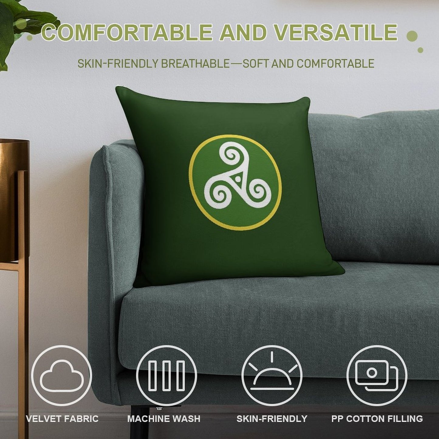 Civilizations Emblems - Celts Soft Short Plush Fabric Throw Pillow