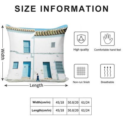 White And Blue Town Soft Washable Throw Pillow
