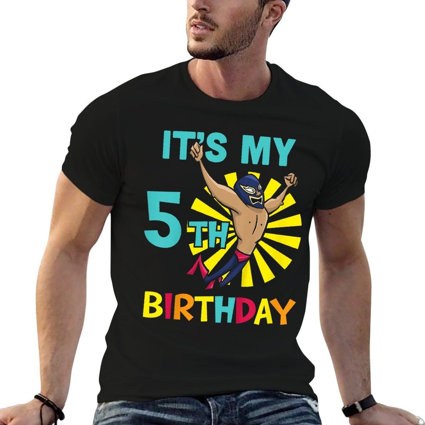 Kids Kids It's My 5th Birthday Wrestling Theme for 5-Year-Old Boy  Relaxed-fit T-Shirt