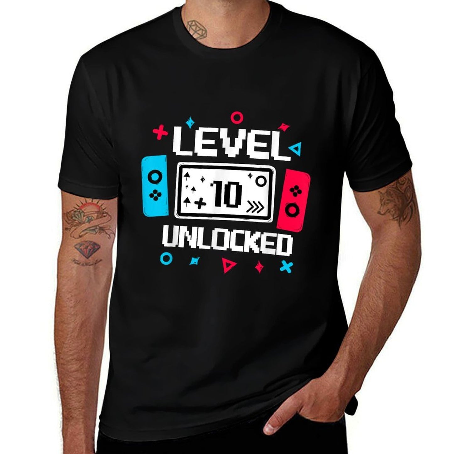 Level 10 Unlocked Gamer 10th Birthday Gift Video Game Lovers  Summer-ready Fabric T-Shirt