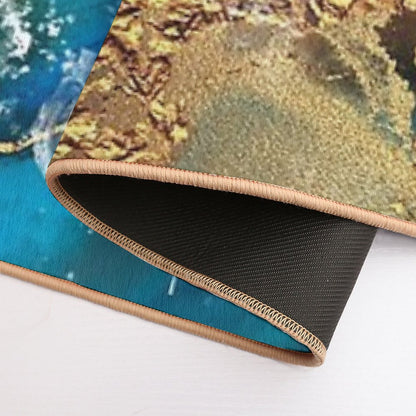 Glamorous Gold And Blue Ink Faux Marble Texture  Multi-Purpose Bath Mat