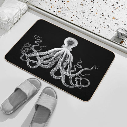 Octopus  Vintage Octopus  Tentacles  Sea Creatures  Nautical  Ocean  Sea  Beach  Black And White  Versatile Bath Mat