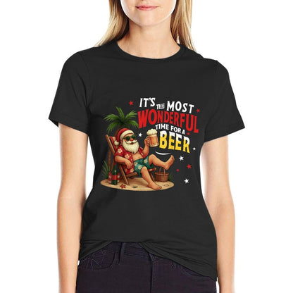 Its The Most Wonderful Time for A Beer Funny Santa Summer  Breathable T-Shirt