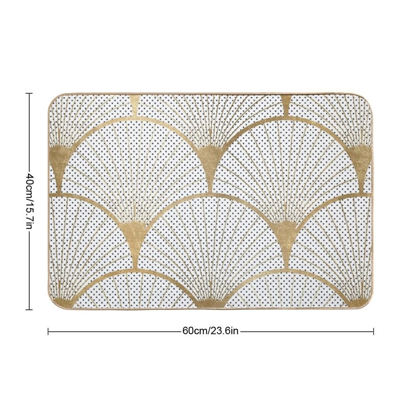 Art Deco Pattern - Golden Polkadot Fans  Easy To Clean Bath Mat