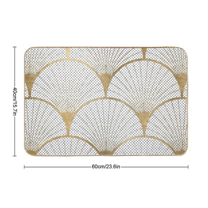 Art Deco Pattern - Golden Polkadot Fans  Easy To Clean Bath Mat