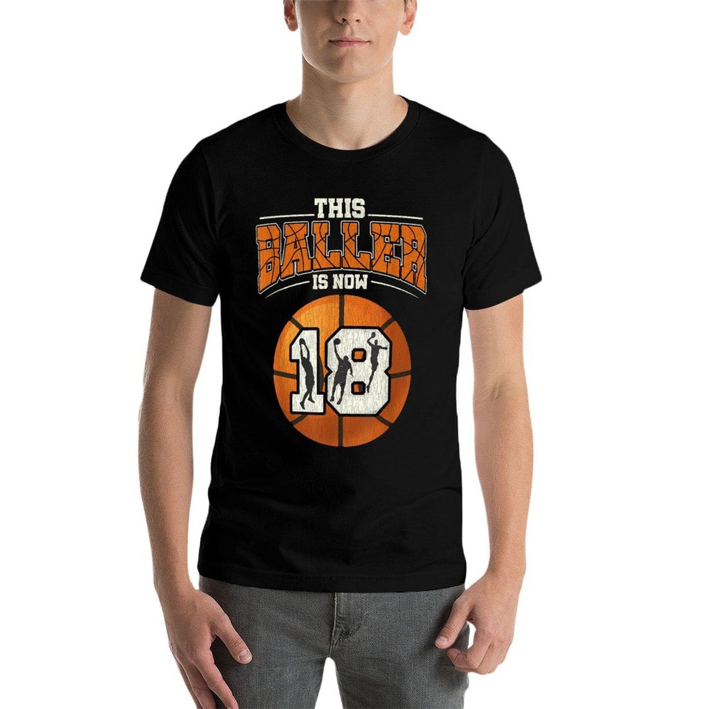 Basketball 18th Birthday Girl Boy Bball 18 Years Old  Heathered Texture T-Shirt