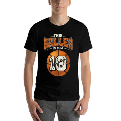 Basketball 18th Birthday Girl Boy Bball 18 Years Old  Heathered Texture T-Shirt