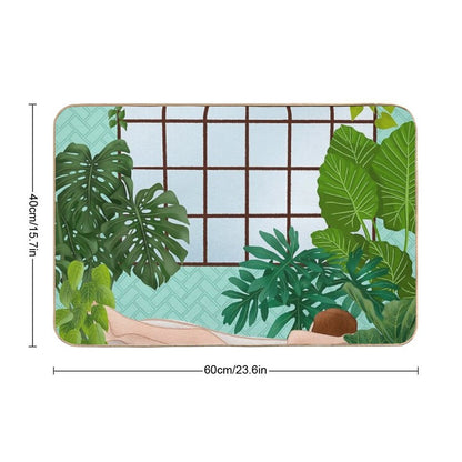 Plant Lady In Bathroom  Versatile Bath Mat