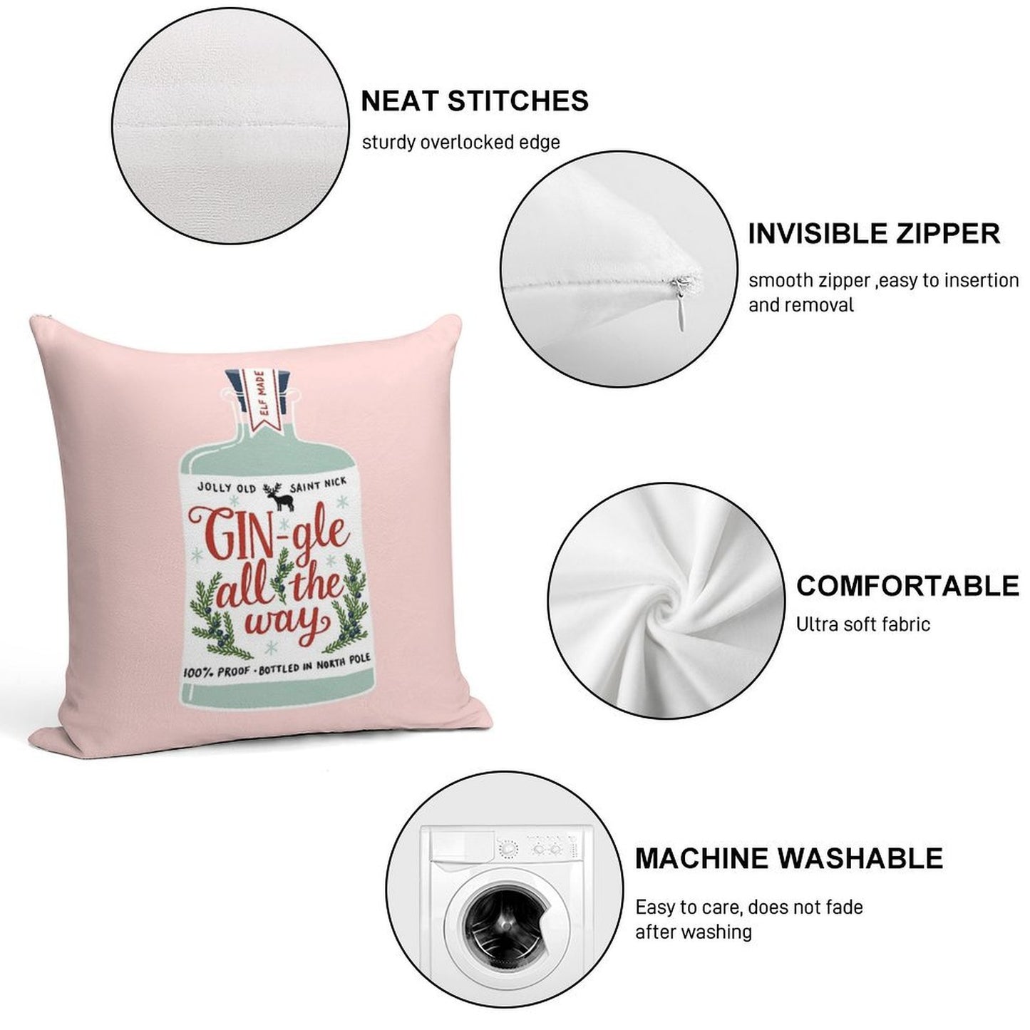 GIN-gle All The Way Soft Bedroom Essential Throw Pillow