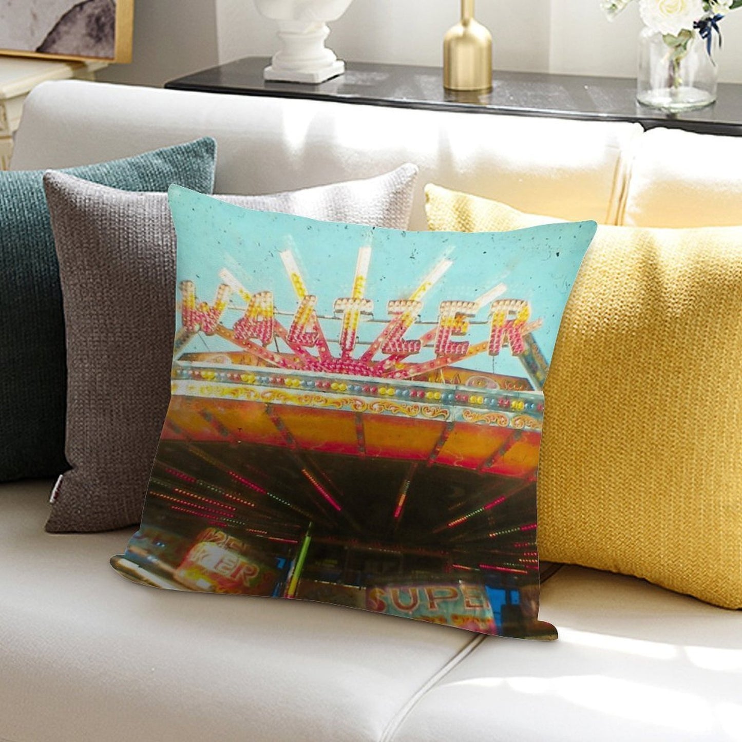 Spinning Cars Soft Warmth Comfort Throw Pillow