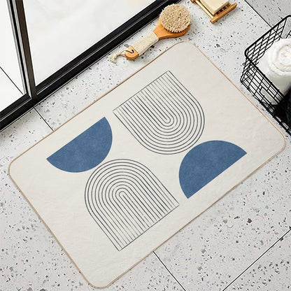 Arch Balance Blue - Mid Century Modern  Repositionable Bath Mat