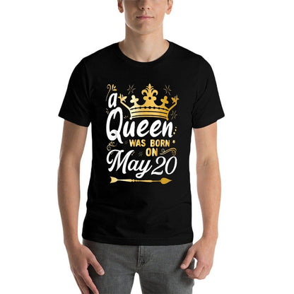 A Queen Was Born on May 20, Cute Girly May 20th Birthday  Moisture-wicking T-Shirt