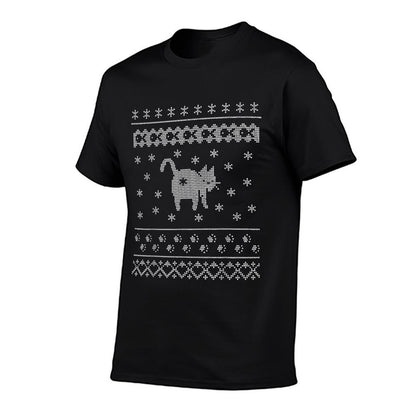 Cat Butt Christmas Winter Holiday Ugly Sweater Pattern Men Women  Relaxed-fit T-Shirt