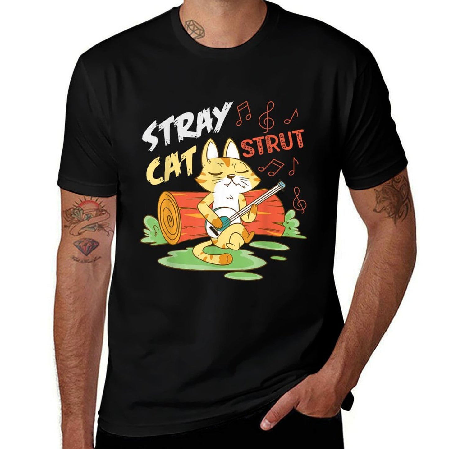 Stray Cat Strut Design For Cat And Music Lovers  Graphic-printed T-Shirt