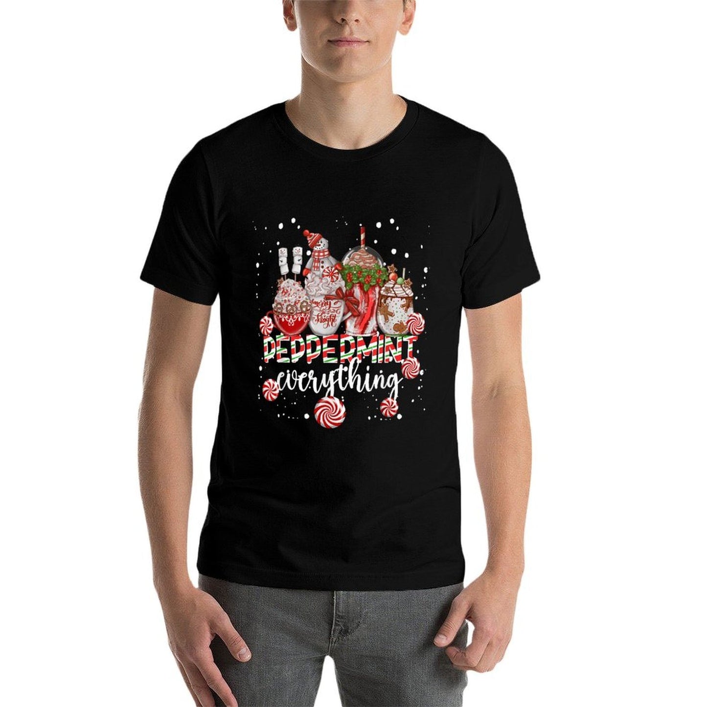 Christmas Peppermint Everything Coffee Chocolate Mocha Xmas  Heathered Texture T-Shirt