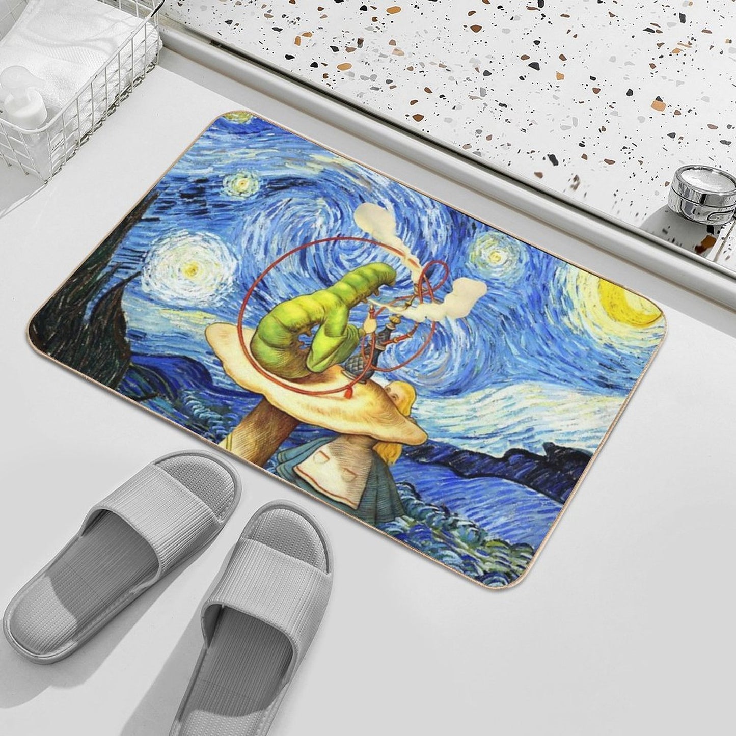 Alice & The Caterpillar Starry Night - Alice In Wonderland  Long-Lasting Bath Mat