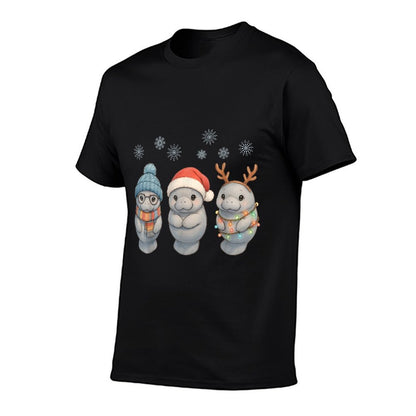 Cute Baby Manatee Christmas Manatee Santa Reindeer Lights  Versatile T-Shirt